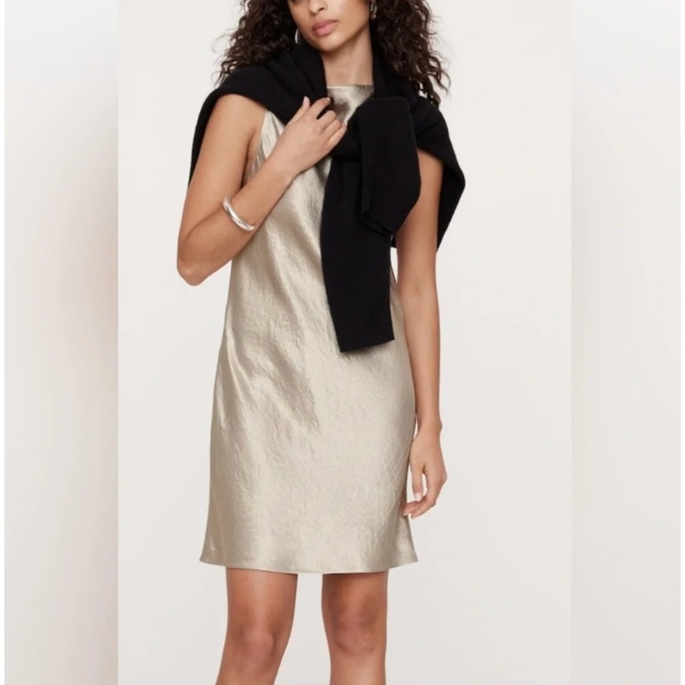 Banana Republic Shift Dress L Silver NWT Metallic Sleeveless Party Holiday